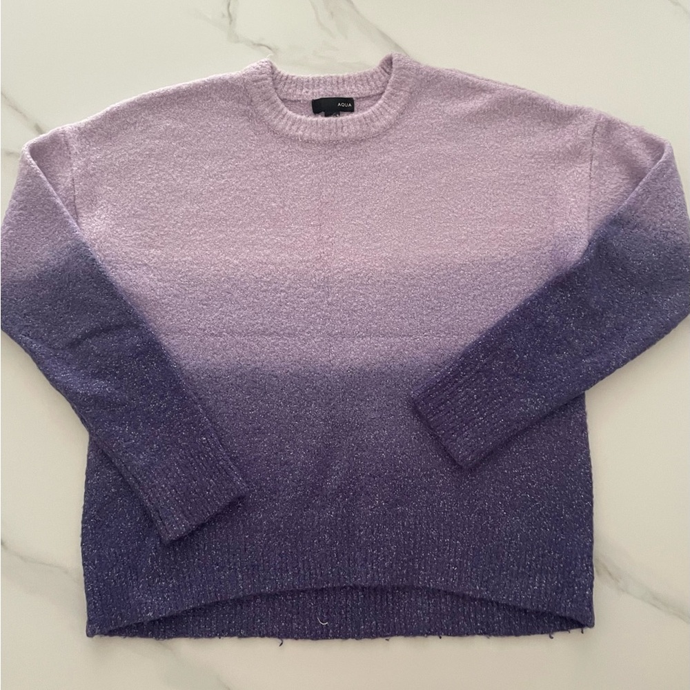 Aqua Ombre Lavender Purple Cozy Knit Sweater - Size S